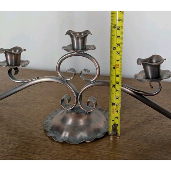 Vintage Gregorian Solid Rose Copper 5 Candle Holder Long Centerpiece Candelabra - Picture 10 of 13
